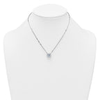 Sterling Silver Rhodium-plated Polished Round CZ with Paperclip Chain 16 inch with 2 inch Extension Necklace