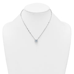 Sterling Silver Rhodium-plated Polished Round CZ with Paperclip Chain 16 inch with 2 inch Extension Necklace