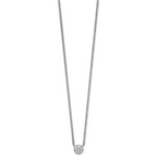 Sterling Silver Rhodium-plated Polished 7.00mm Bezel-set CZ 18 inch Necklace