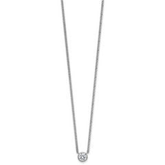 Sterling Silver Rhodium-plated Polished 7.00mm Bezel-set CZ 18 inch Necklace
