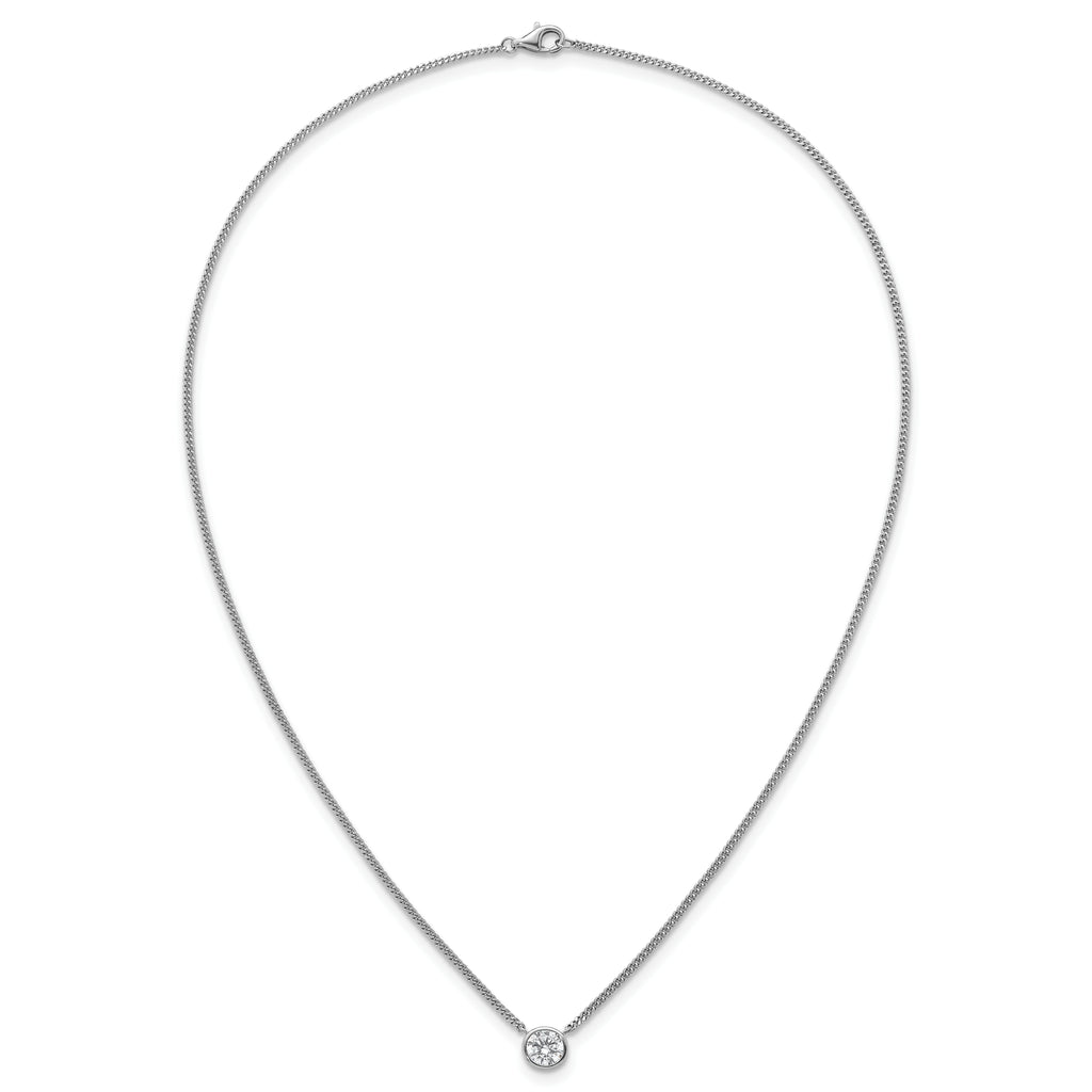 Sterling Silver Rhodium-plated Polished 7.00mm Bezel-set CZ 18 inch Necklace