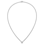 Sterling Silver Rhodium-plated Polished 7.00mm Bezel-set CZ 18 inch Necklace