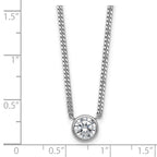 Sterling Silver Rhodium-plated Polished 7.00mm Bezel-set CZ 18 inch Necklace
