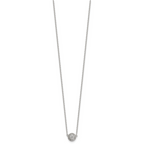 Sterling Silver Polished 7.00mm Pave CZ Circle 16 Inch with 2 Inch Extension Necklace