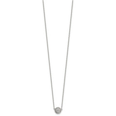Sterling Silver Polished 7.00mm Pave CZ Circle 16 Inch with 2 Inch Extension Necklace