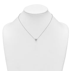 Sterling Silver Polished 7.00mm Pave CZ Circle 16 Inch with 2 Inch Extension Necklace