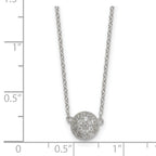 Sterling Silver Polished 7.00mm Pave CZ Circle 16 Inch with 2 Inch Extension Necklace