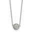 Sterling Silver Polished 7.00mm Pave CZ Circle 16 Inch with 2 Inch Extension Necklace