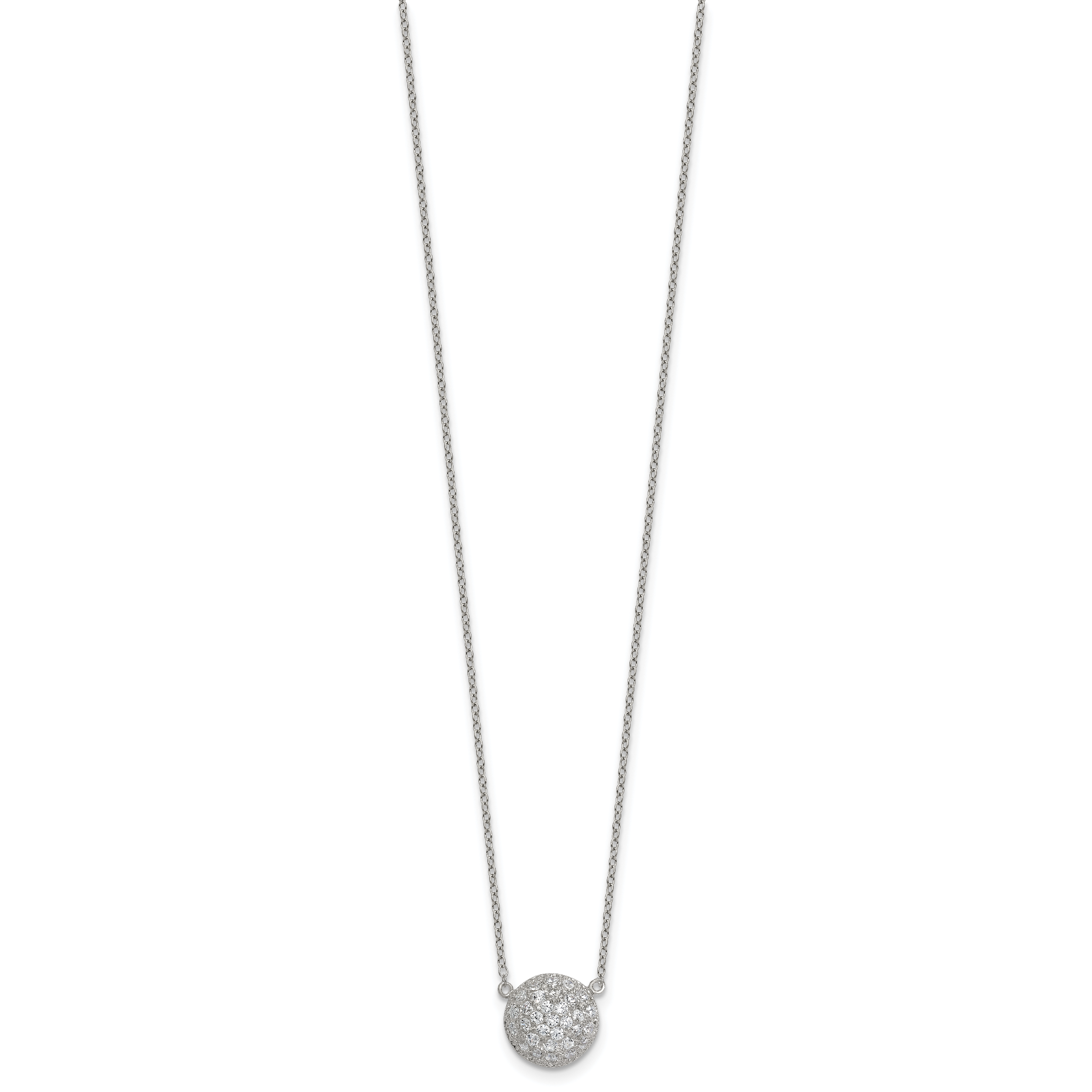 Sterling Silver Polished 11.00mm Pave CZ Circle 16 Inch with 2 Inch Extension Necklace Secondary image