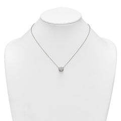 Sterling Silver Polished 11.00mm Pave CZ Circle 16 Inch with 2 Inch Extension Necklace