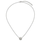 Sterling Silver Polished 11.00mm Pave CZ Circle 16 Inch with 2 Inch Extension Necklace
