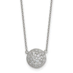 Sterling Silver Polished 11.00mm Pave CZ Circle 16 Inch with 2 Inch Extension Necklace
