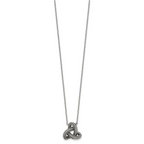 Sterling Silver Polished and Antiqued Beaded Trinity Charm 16 inch Necklace