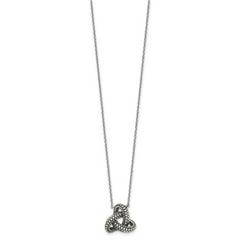 Sterling Silver Polished and Antiqued Beaded Trinity Charm 16 inch Necklace