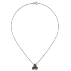 Sterling Silver Polished and Antiqued Beaded Trinity Charm 16 inch Necklace