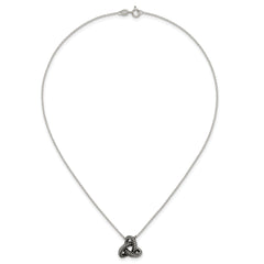 Sterling Silver Polished and Antiqued Beaded Trinity Charm 16 inch Necklace