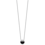 Sterling Silver Rhodium-plated Polished Black Onyx and CZ Circle 16 inch with 2 inch Extender Necklace