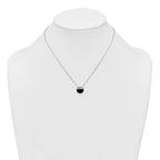 Sterling Silver Rhodium-plated Polished Black Onyx and CZ Circle 16 inch with 2 inch Extender Necklace