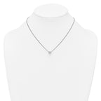 Sterling Silver Rhodium-plated Polished Fancy CZ Cube 16 Inch with 2 Inch Extension Necklace