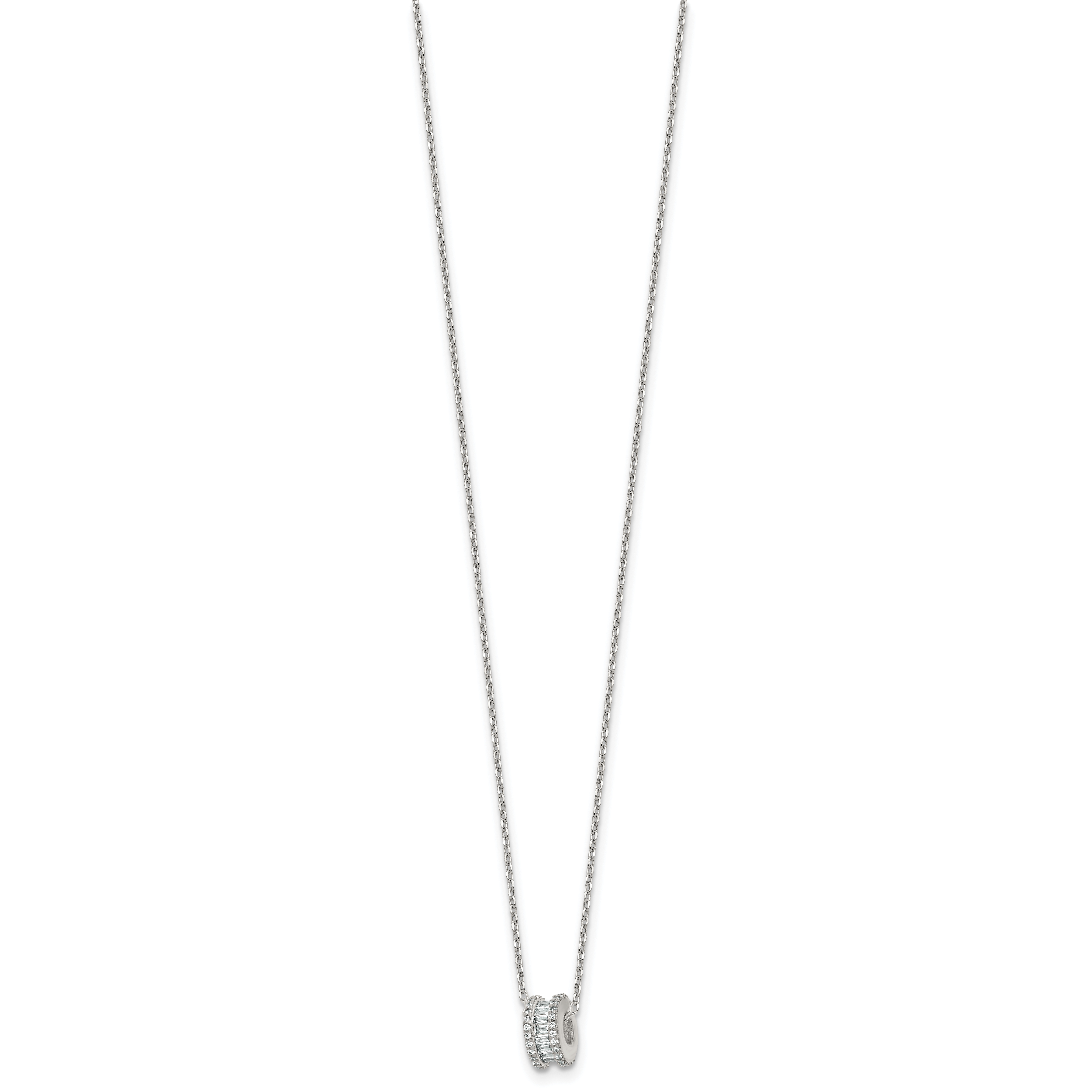 Sterling Silver Polished CZ Circle Bead 16 Inch with 2 Inch Extension Necklace Secondary image