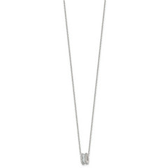 Sterling Silver Polished CZ Circle Bead 16 Inch with 2 Inch Extension Necklace