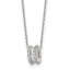 Sterling Silver Polished CZ Circle Bead 16 Inch with 2 Inch Extension Necklace