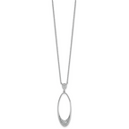Sterling Silver Rhodium-plated Polished CZ Oval 17.75 Inch Necklace