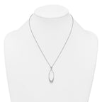Sterling Silver Rhodium-plated Polished CZ Oval 17.75 Inch Necklace