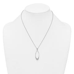 Sterling Silver Rhodium-plated Polished CZ Oval 17.75 Inch Necklace