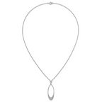 Sterling Silver Rhodium-plated Polished CZ Oval 17.75 Inch Necklace
