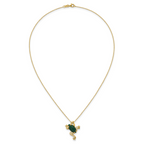 Sterling Silver Gold-tone CZ and Lab Created Malachite Frog 18 inch Necklace