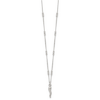 Sterling Silver Polished and Beaded Italian Horn 18 Inch Necklace