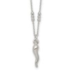 Sterling Silver Polished and Beaded Italian Horn 18 Inch Necklace