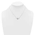 Sterling Silver Polished Pink and White CZ Flowers 16 inch with 2 inch Extension Necklace