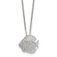 Sterling Silver Polished and Grooved CZ Fish 16 Inch with 2 Inch Extension Necklace