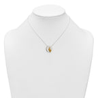 Sterling Silver with Gold-tone Polished Footprint Dangle on Disc 16 inch Necklace