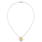 Sterling Silver with Gold-tone Polished Footprint Dangle on Disc 16 inch Necklace