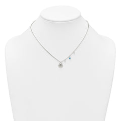 Sterling Silver Polished Beaded Turquoise and Grooved Seashell 16 inch with 2 inch Extension Necklace