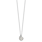 Sterling Silver Rhodium-plated Polished Mother of Pearl Shell and CZ Starfish 16 Inch with 2 Inch Extension Necklace