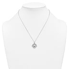 Sterling Silver Rhodium-plated Sun Front/Moon and Star Back Reversible Spinning Pendant 18 inch Necklace