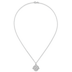 Sterling Silver Rhodium-plated Sun Front/Moon and Star Back Reversible Spinning Pendant 18 inch Necklace
