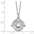 Sterling Silver Rhodium-plated Sun Front/Moon and Star Back Reversible Spinning Pendant 18 inch Necklace