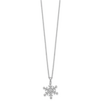 Sterling Silver Rhodium-plated CZ Polished And Textured Snowflake 18 inch Necklace