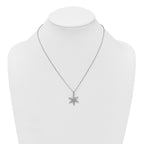 Sterling Silver Rhodium-plated CZ Polished And Textured Snowflake 18 inch Necklace
