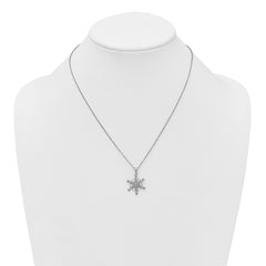 Sterling Silver Rhodium-plated CZ Polished And Textured Snowflake 18 inch Necklace