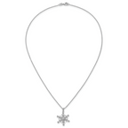 Sterling Silver Rhodium-plated CZ Polished And Textured Snowflake 18 inch Necklace