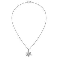 Sterling Silver Rhodium-plated CZ Polished And Textured Snowflake 18 inch Necklace