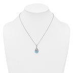 Sterling Silver Rhodium-plated Polished Larimar Dolphin Teardrop 16 Inch with 2 Inch Extension Necklace