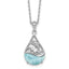 Sterling Silver Rhodium-plated Polished Larimar Dolphin Teardrop 16 Inch with 2 Inch Extension Necklace