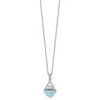 Sterling Silver Rhodium-plated Polished and Beaded Larimar Sailboat 16 Inch with 2 Inch Extension Necklace